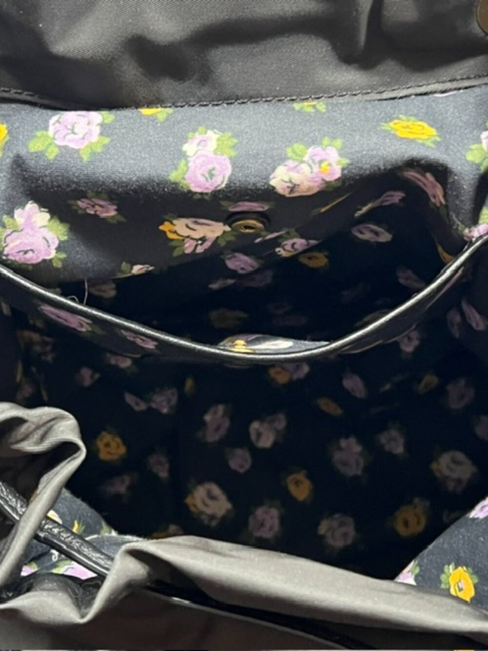COACH Legacy Nylon and Leather Large Backpack Black w/drawstring & flap closure - Picture 10 of 12